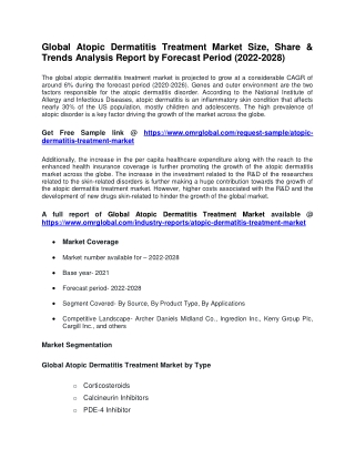 Global Atopic Dermatitis Treatment Market