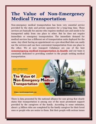 The Value of Non-Emergency Medical Transportation