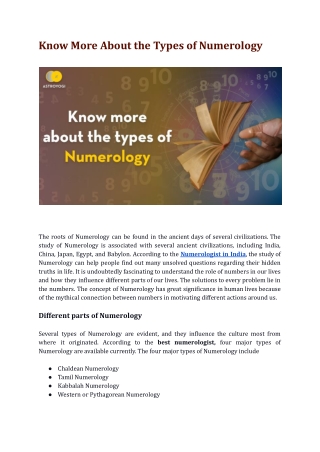 Know more about the types of Numerology