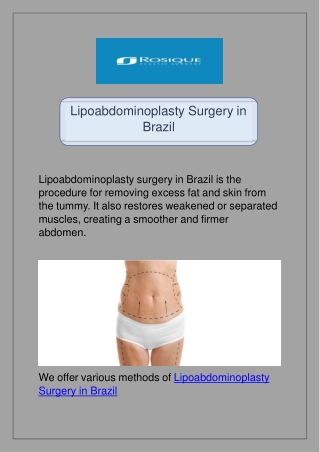 Lipoabdominoplasty Surgery in Brazil By Rosique Plastic Surgery
