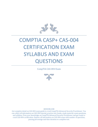 CompTIA CASP  CAS-004 Certification Exam Syllabus and Exam Questions