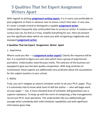 5 Qualities That Set Expert Assignment Writers Apar1