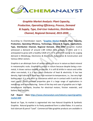 Graphite Market Size, Share, Growth, Analysis and Forecast, 2035 | ChemAnalyst