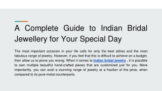 A Complete Guide to Indian Bridal Jewelry for Your Special Day