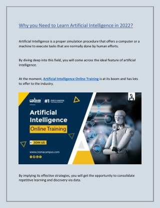 Why you Need to Learn Artificial Intelligence in 2022