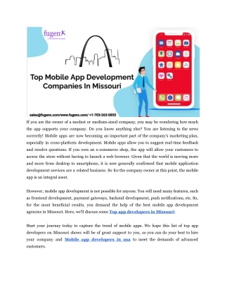 Top Mobile App Development Companies In Missouri