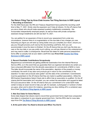 Tax Return Filing Tips by Kros-Chek Income Tax Filing Services in HSR Layout