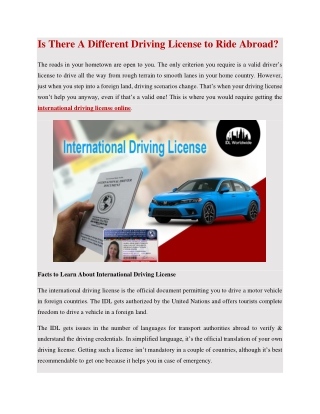 Is There A Different Driving License to Ride Abroad