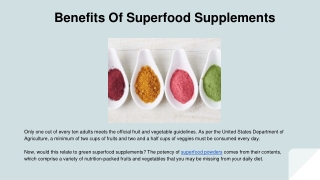 Benefits Of Superfood Supplements