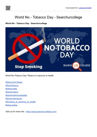 World No - Tobacco Day - Searchurcollege