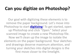 Can you digitize on Photoshop?