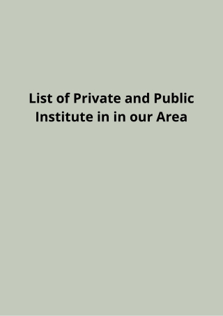 List of Private and Public Institute in near me