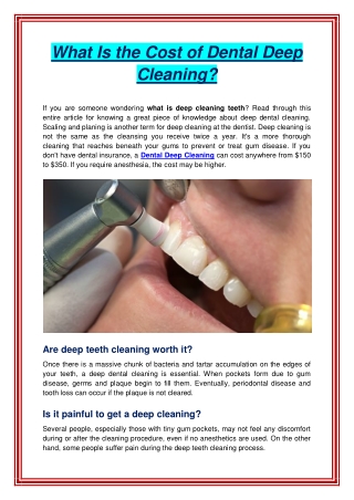 What Is the Cost of Dental Deep Cleaning