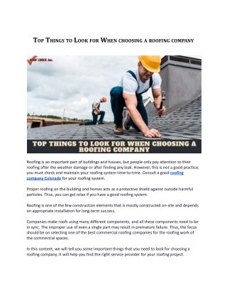 Top Things to Look for When choosing a roofing company