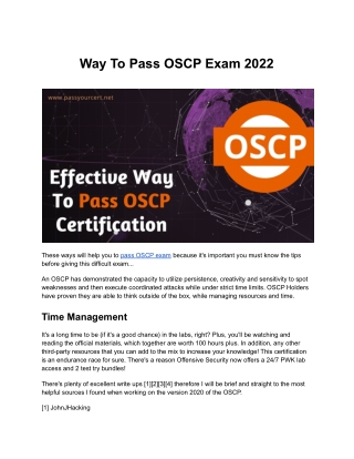 Way To Pass OSCP Exam 2022