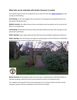 What tasks can be undertaken with Garden Clearance