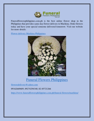 Flower Delivery Marikina Philippines Funeralflowersphilippines.com.ph