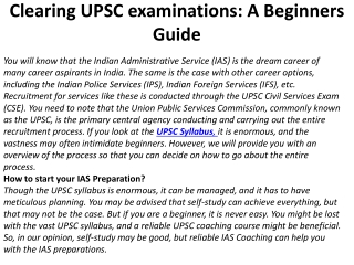 Clearing UPSC examinations: A Beginners Guide