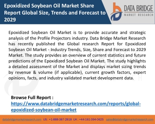 Epoxidized Soybean Oil Market Share Report Global Size, Trends and Forecast to 2029