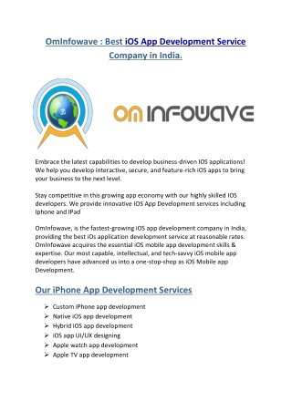 Best iOS Development service in India. - OmInfowave