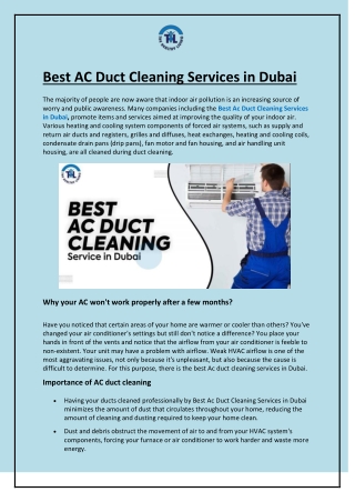 Best AC Duct Cleaning Services in Dubai