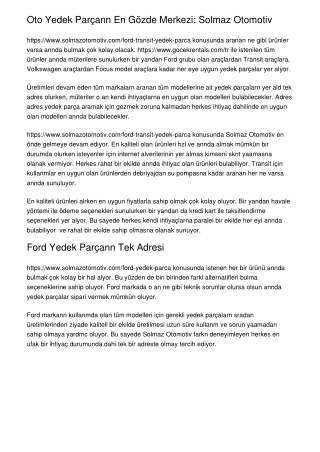 Oto Yedek Parçanın En Gözde Merkezi: Solmaz Otomotiv