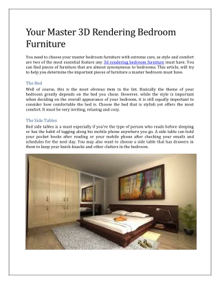 Your Master 3D Rendering Bedroom Furniture