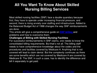 All You Want To Know About Skilled Nursing Billing Services