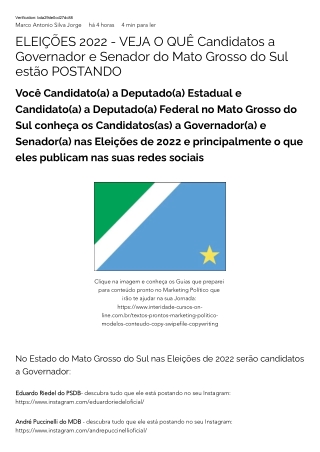 ELEIÇÕES 2022 - VEJA O QUÊ Candidatos a Governador e Senador do Mato Grosso do Sul estão POSTANDO