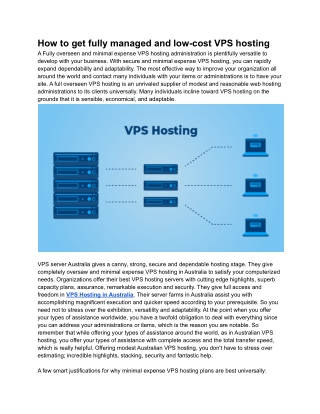 How to get fully managed and low-cost VPS hosting