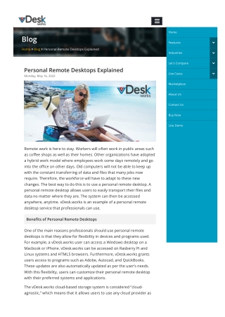 Personal Remote Desktops Explained