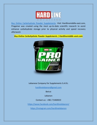 Buy Online Carbohydrate Powder Supplements | Hardlinemiddle-east.com