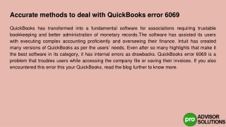 Exact Ways to Handle QuickBooks Error 6069