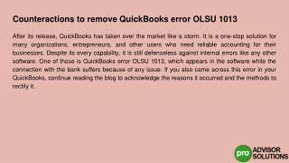 Learn how to fix QuickBooks error OLSU 1013