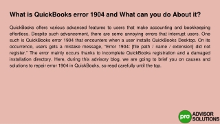 What is QuickBooks error 1904 and how to fix it?