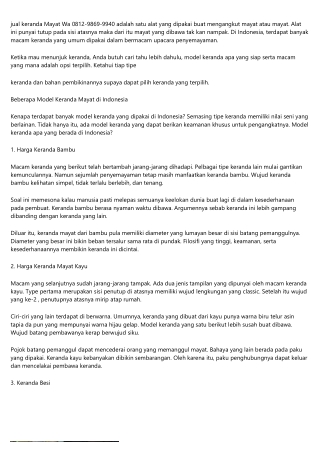 Jual Keranda Jenazah SerangTelp 0812 9869 9940