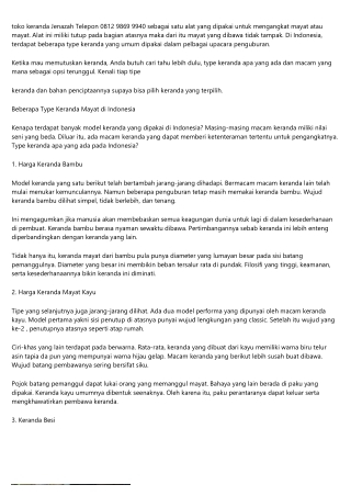 Harga Keranda Jenazah Pulau PramukaHub 0812-9869-9940