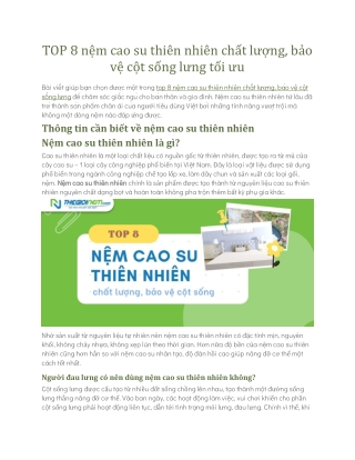 TOP 8 nệm cao su thiên nhiên chất lượng, bảo vệ cột sống lưng tối ưu
