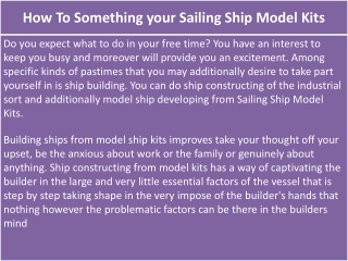 How To Something your Sailing Ship Model Kits