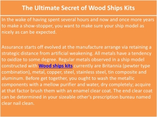 The Ultimate Secret of Wood Ships Kits