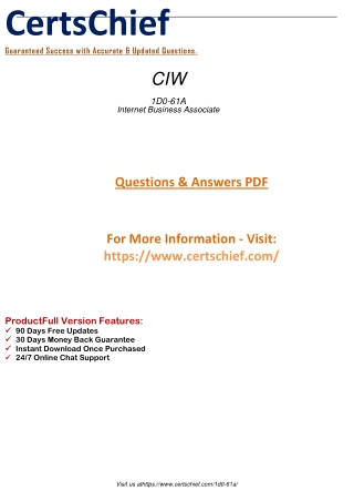 100% Success In CIW Internet Business Associate 1D0 61A