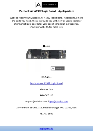 Macbook Air A1932 Logic Board | Appleparts.io