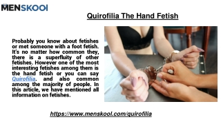 Quirofilia The Hand Fetish