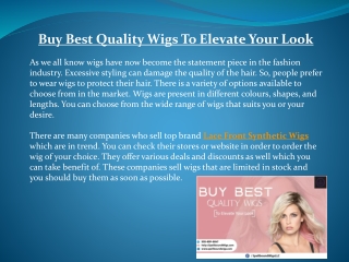 Buy Best Quality Wigs To Elevate Your Look