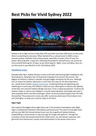 Best Picks for Vivid Sydney 2022