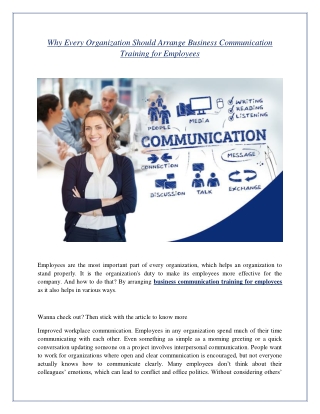 Why Every Organization Should Arrange Business Communication Training for Employees