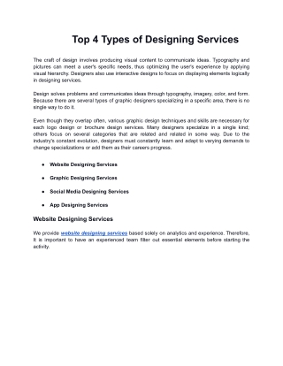 Top 4 Types of Designing Services