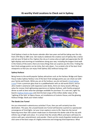 IG-worthy Vivid Locations to Check out in Sydney