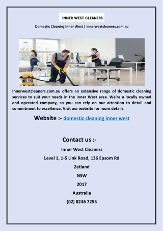 Domestic Cleaning Inner West  Innerwestcleaners.com.au