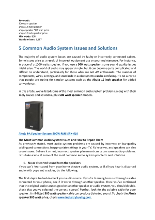 5 Common Audio System Issues and Solutions